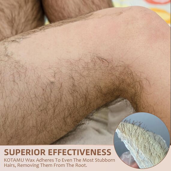KOTAMU Wach Haarentfernung, Kokosnußöl Waxing für Brust, Rücken, Gesicht, Augenbrauen, Arme, Achseln und Bikinizone, ohne Wachsstreifen, Speziell Formuliert für Grobes Feines Haar 450g