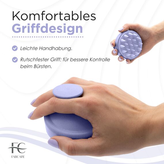 FABCARE Kopfhaut Massagebürste | Kopfmassage & Haarwachstum für alle Haartypen | Weizenstroh & Silikon | Kopfhaut Peeling für Nasses & Trockenes Haar | Blutzirkulation | Violett