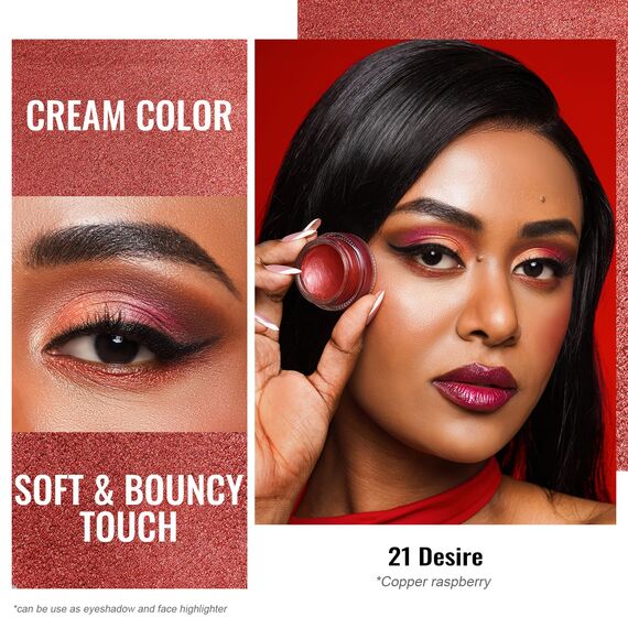 Oulac Glitzer Lidschatten Himbeere | Hochpigmentierter Feine Textur | Wasserfest & Langlebig | Metallisch schimmernde Finish | Verblendbar & Faltenfreies Augen-Makeup | Vegan | 06g (21) Desire