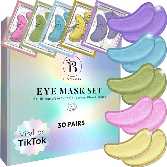 BLOOMORA Gemischte Augenpads (30 Paare) - Eye Pads mit Niacinamid & Augenpads Hyaluron - Augenpadz Gegen Augenringe - Augenringe Entfernen - Eye Patches