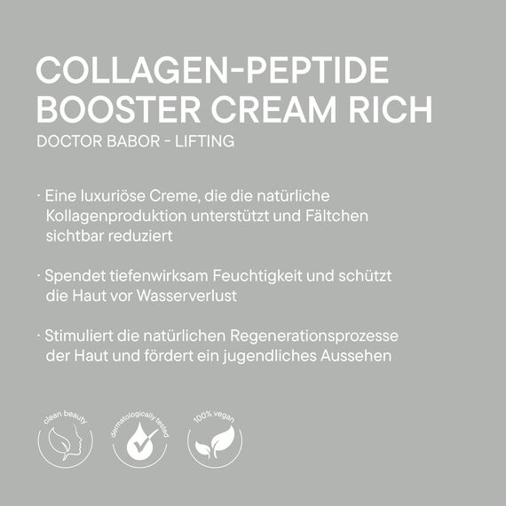 DOCTOR BABOR Collagen-Peptide Booster Cream | Feuchtigkeitsspendende Gesichtscreme für intensive Straffung | Anti-Falten Creme für sichtbar glatte Haut | Für Gesicht, Hals & Dekolleté | vegan| 50ml