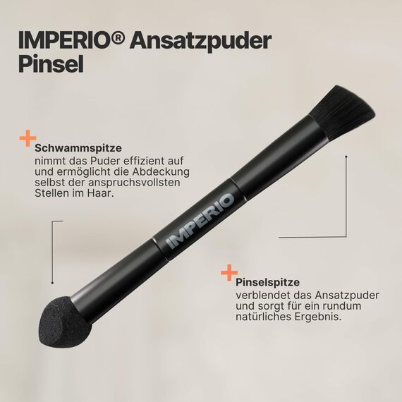 IMPERIO 2in1 Ansatzpuder-Pinsel zum präzisen Auftragen & Verblenden von Ansatzpuder am Haaransatz & zum Nachbilden einzelner Haarsträhnchen (Das Original)