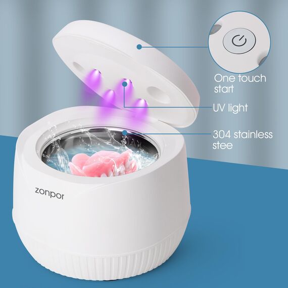ANIREPUR Ultraschallreinigungsgerät, UV Ultraschallreiniger für Dental Pod, Zahnersatz, Aligner, Retainer, Whitening Trays, Zahnschiene