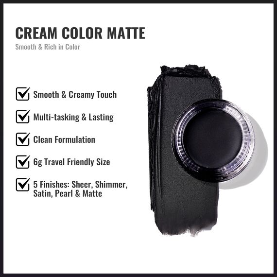 Oulac Matte Lidschatten Schwarz | Hochpigmentierter Eyeliner Feine Textur | Wasserfest & Langlebig | Verblendbar & Faltenfreies Smoky Augen-Makeup | Vegan | 06g (CM01) Noir