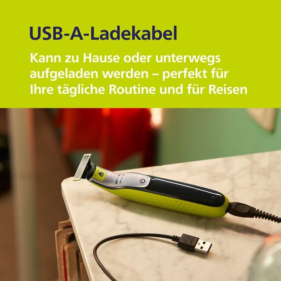 PHILIPS OneBlade 360 Face & Body - elektrischer Rasierer, Trimmer & Bodygroomer, 3x 360 Klingen, 4x Trimmaufsätze (1/2/3/5 mm), 2x Körperaufsätze, Nass- & Trockenrasur für Gesicht & Körper (QP2834/31)