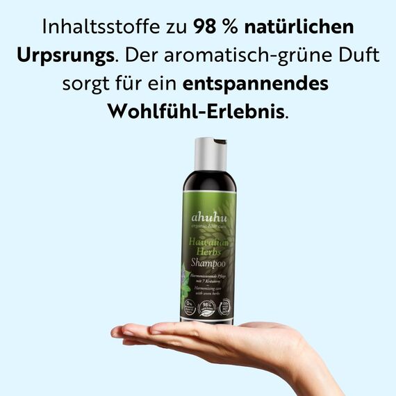 ahuhu HAWAIIAN HERBS 7-Kräuter Shampoo (200 ml) - Mildes Pflegeshampoo Mit Natürlichen Kräuterextrakten, Für Gesunde Haare & Eine Ausgeglichene Kopfhaut, Vegan