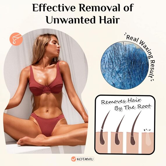 KOTAMU Wax, 450g Wachs Haarentfernung für Krauses Haar, Hard Wax Beans für Bikini Brazilian Gesicht Arme Beine, Wax für Männer & Frauen, für den Einsatz zu Hause und im Salon