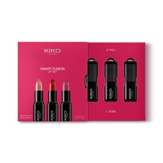 KIKO Milano Smart Fusion Lip Set 02, Lippen-Set Mit 3 Lippenstiften Mit Glänzendem Finish