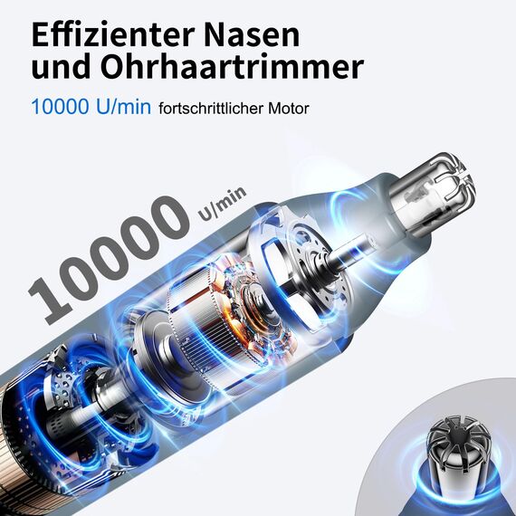 JISHO Nasenhaartrimmer Herren Nasenhaarschneider Ohrhaarschneider für Männer und Frauen, Doppelseitigen Edelstahlklingen, USB Type C aufladbar für einfache Reinigung, Reisefreundlich, 2 Ersatzköpfe