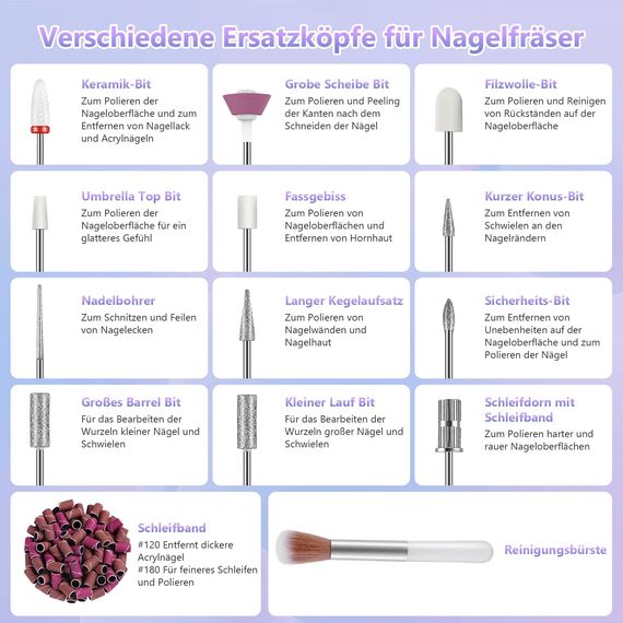 POFIBO Nagelfräser Kabellose 35000 U/Min Nagelfräser für Gelnägel - Professioneller Nail Drill für Gel- und Acrylnägel, Elektrische Nagelfeile mit Verstellbarer Geschwindigkeit für Maniküre Pediküre