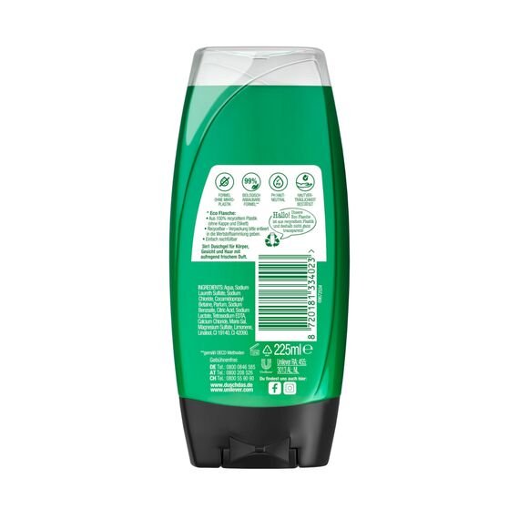 Duschdas 3-in-1 Duschgel & Shampoo Wild Woods Duschbad mit 12h Duft sorgt für einen erfrischenden Start in den Tag 6x 225 ml