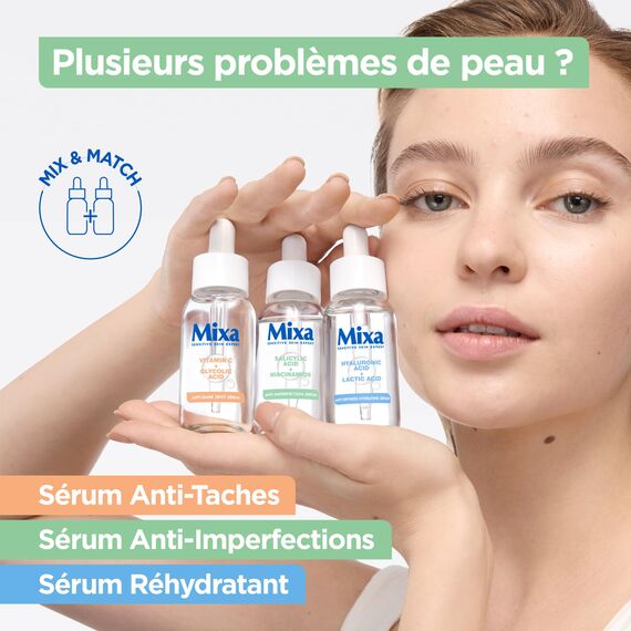 Mixa Anti-Unreinheiten Gesichtspflege- und Reinigungsduo: Salicysäure & Niancinamid Serum 30ml gegen Unreine Haut + Cleanser für zu unreinheiten neidgende Haut 150ml