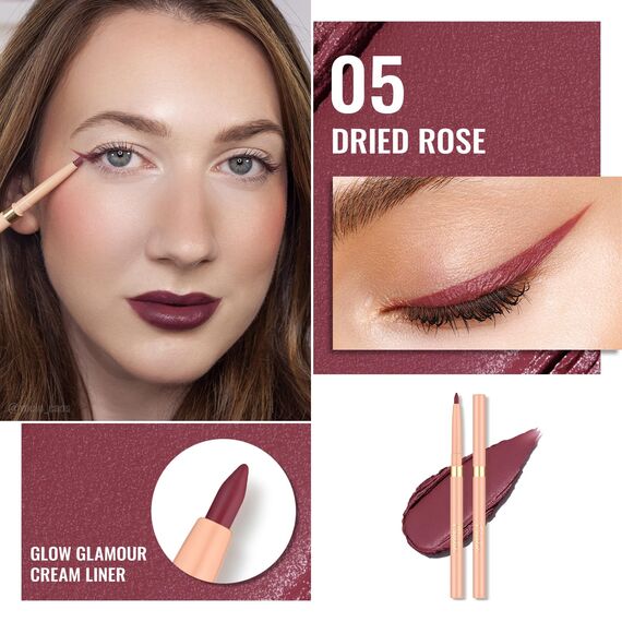 OULAC Rosa Matte Eyeliner Waterproof, Wischfester Langanhaltender Schwenkbarer Eye Liner & Lipliner Stift, Schnelltrocknung, Hochpigmentierter, Seidiger Cremige, Vegan (05) Dried Rose