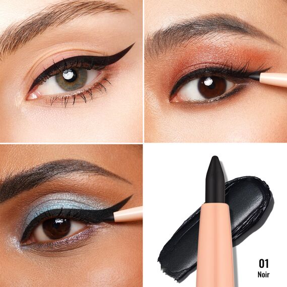 OULAC Schwarzer Eyeliner Wasserfest, Wischfester Matter Eye Liner Stift Hält 24 Stunden+, Hochpigmentierter Seidiger Drehbarer Kajalstift, Vegan (01) Noir