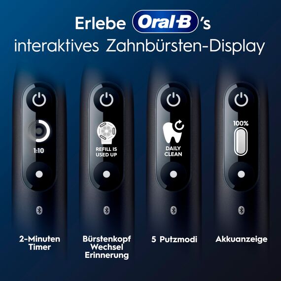 Oral-B iO Series 6 Plus Edition Elektrische Zahnbürste, Doppelpack — Electric Toothbrush, Inkl. 4 Aufsteckbürsten, 5 Putzmodi für Zahnpflege, Reise-Etui — Designed by Braun, Schwarz/Rosa