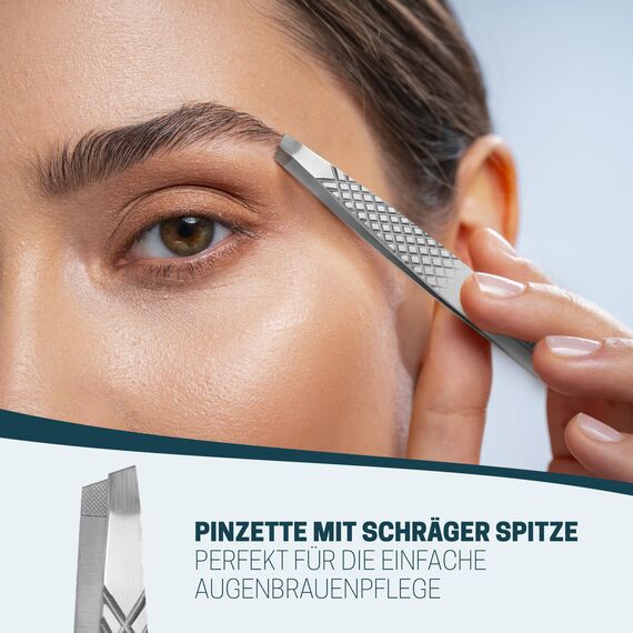 KLINGENHELD® Profi Pinzetten-Set mit ComfortGrip-Spitzen & Anti-Rutsch Griff - Maximaler Halt & höchste Präzision - inkl. Baumwoll-Etui 100% plastikfrei & nachhaltig - Pinzette Augenbrauen zupfen