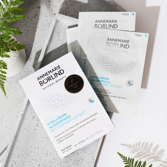 ANNEMARIE BÖRLIND Hyaluron Augenpads (6 x 2 Stk.) + LL REGENERATION Probe Sachets (die gesamte Pflegeroutine) – Intensive Feuchtigkeit, Sofort-Effekt gegen Augenringe und Schwellungen