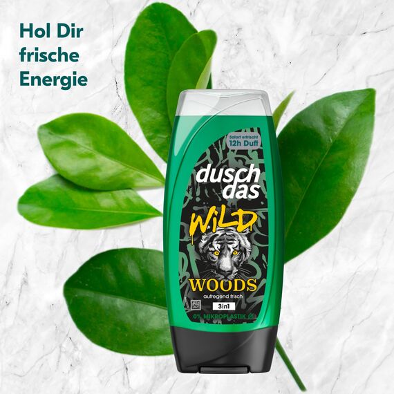 Duschdas 3-in-1 Duschgel & Shampoo Wild Woods Duschbad mit 12h Duft sorgt für einen erfrischenden Start in den Tag 6x 225 ml