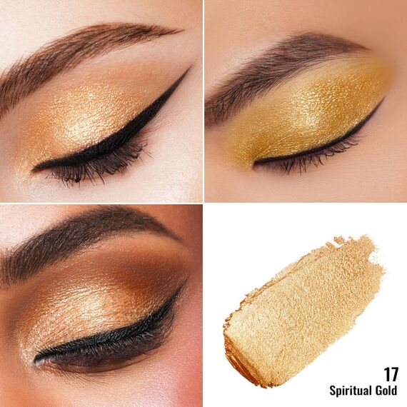 Oulac Glitzer Lidschatten Gold | Hochpigmentierter Feine Textur | Wasserfest & Langlebig | Metallisch schimmernde Finish | Verblendbar & Faltenfreies Augen-Makeup | Vegan | 06g (17) Spiritual Gold