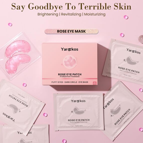 Yargkos 32 Paare Rosa unter Auge Patches, Kühlung feuchtigkeitsspendende Augenmaske für dunkle Kreise Schwellungen geschwollene Augen, 32 Sets Anti-Falten-Kollagen-Unteraugen-Pad