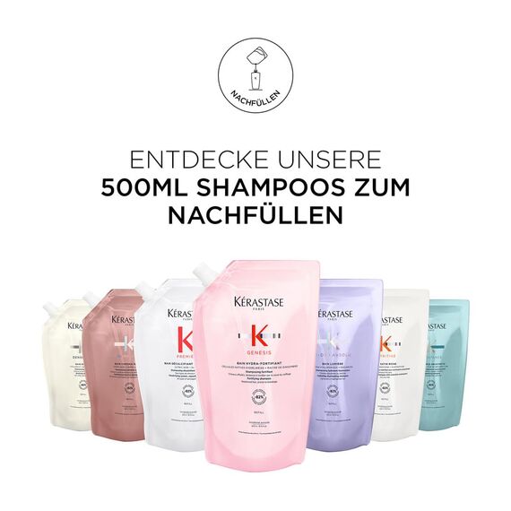 Kérastase Chroma Absolu Bain Chroma Respect, Schützendes Shampoo für coloriertes Haar, Haarpflege für feines bis mittleres gefärbtes Haar, Farberhaltend, Nachfüllpackung, 500 ml