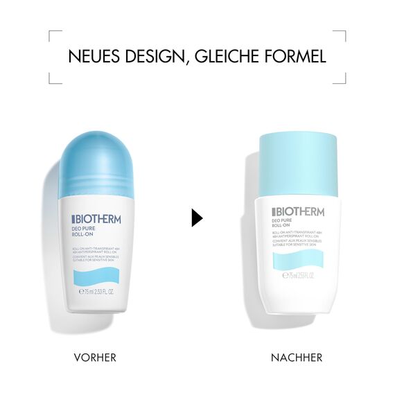 Biotherm Deo Pure Roll-On, 48 H Anti-Transpirant, wirksamer Schutz vor Schweißgeruch, für empfindliche Haut und alle Hauttypen, wirkt pflegend und beruhigend, 75 ml (Packung mit 2)