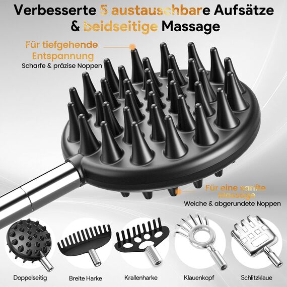 Rückenkratzer Ausziehbarer mit 5 abnehmbaren Kratzköpfen, Verstärktem Griff aus Edelstahl, Geschenke für Männer, Väter und Frauen, Weihnachtsgeschenke für Männer