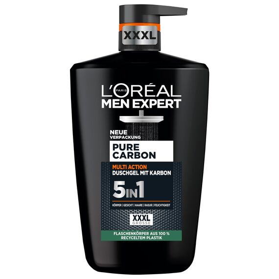 L'Oréal Men Expert 5in1 Power Pflegeset für Männer, Mit XXXL Duschgel, XXL Gesichtscreme und XXL Deospray, Set für Herren mit Hyaluron und Karbon, Power Age, Pure Carbon, 3-teilig