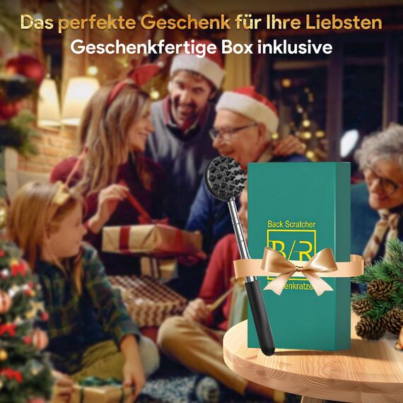 Rückenkratzer Ausziehbarer mit 5 abnehmbaren Kratzköpfen, Verstärktem Griff aus Edelstahl, Geschenke für Männer, Väter und Frauen, Weihnachtsgeschenke für Männer