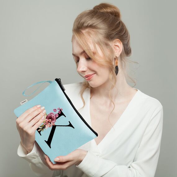 Vavabox A-Z Personalisierte Kosmetiktasche-Geburtstagsgeschenke Für Frauen, Mütter, Beste Freundinnen Und Brautjungfern (K, Grün)