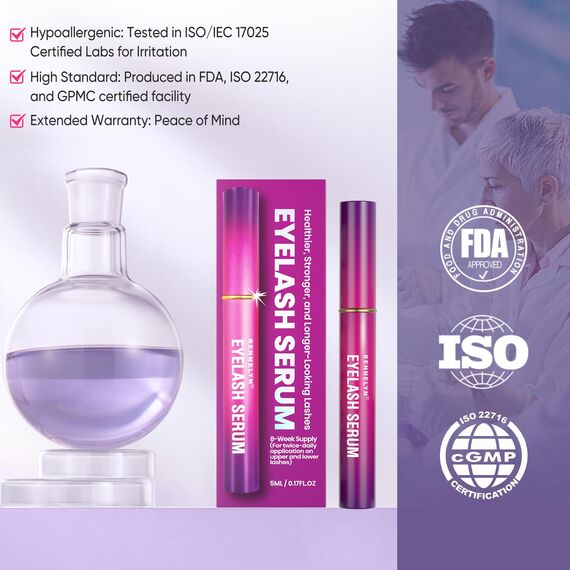Wimpernserum Lash Growth Enhancer: fortschrittliche natürliche Formel für lange Wimpernverdichtung (Purple, 5 ml)