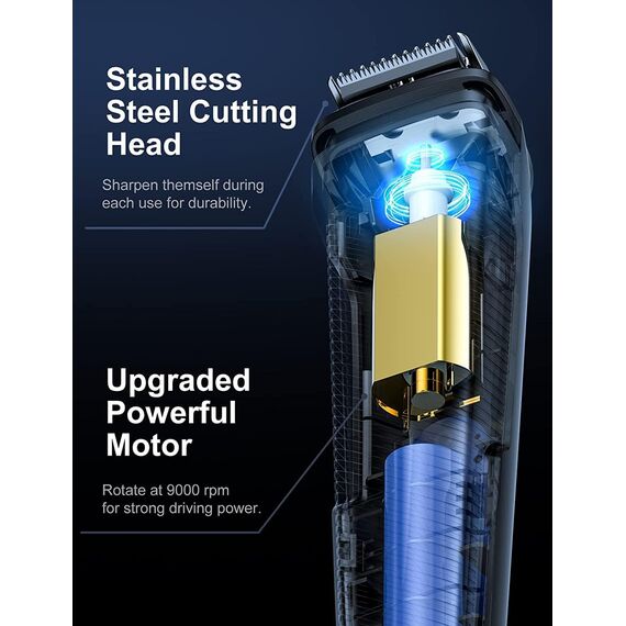 Barttrimmer Herren Haarschneidemaschine, All-in-1 Bartschneider Nasenhaartrimmer Kabellos, USB Wiederaufladbar & Wasserdicht Rasierer Elektrisch mit 7 Aufsteckkämme, Ultrascharfer Klinge
