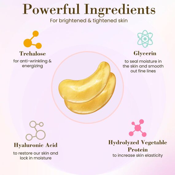 Yargkos 32 Paare 24K Gold unter Auge Patches, goldene Kühlung feuchtigkeitsspendende Augenmaske für dunkle Kreise Schwellungen geschwollene Augen, 32 Sets Anti-Falten-Kollagen-Unteraugen-Pad