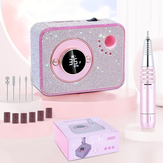 ANBEISTEE Elektrischer Nagelfräser mit 35000 RPM, Wiederaufladbar Fräser Nägel, Professioneller Nagelfeile, Tragbares Nagelbohrer-Set, Geeignet für Nagelkunst und Pediküre, Salons und Familie