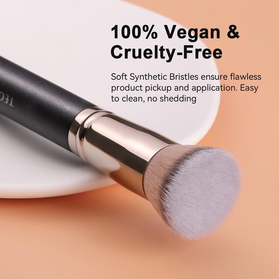 TEOYALL Kabuki Foundaiton Pinsel, weiche dichte synthetische Borsten flache Top -Mischpinsel für flüssige Creme Kontur Bronzer Fundament