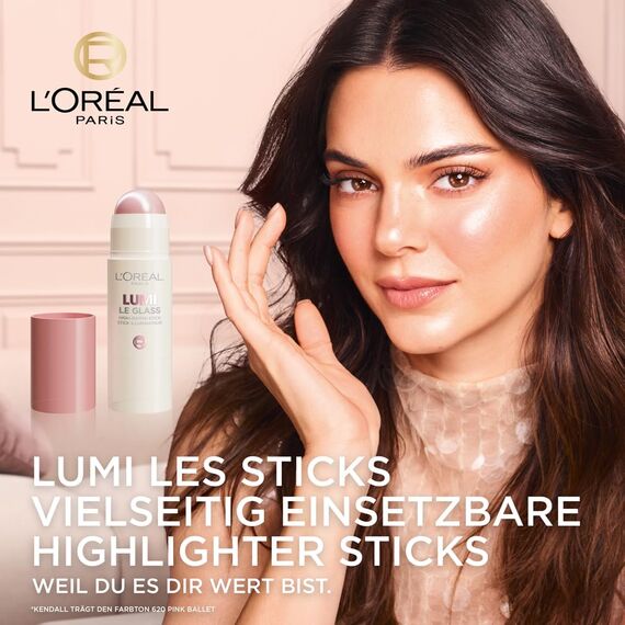 L'Oréal Paris Lumi Le Glow Highlighter Sticks Glowy, Make up Teint für das Gesicht, Contouring, Für einen strahlenden Teint, Leicht aufbaubar, Ganztägiger Halt, Farbe: 630 CREAM CHIC, 1 x 7 ml