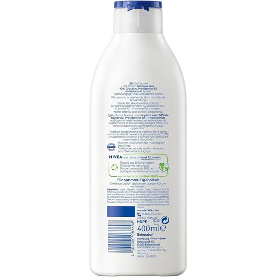 NIVEA Body Lotion Repair & Care, Körpercreme für sehr trockene Haut & zur Linderung von Spannungsgefühlen, Körperlotion mit Glycerin, Niacinamid & Provitamin B5 (400 ml)