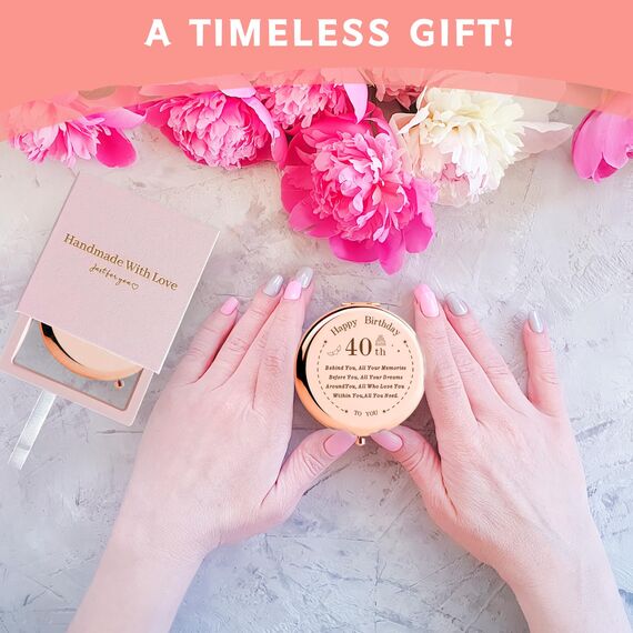 VivaJoy Geschenk Geburtstag Frauen - Geschenk Zum Geburtstag Frauen, Kompakter Make-up-Spiegel, Frauen Geschenke Zum Geburtstag Geschenkideen, Geschenke Zum. Geburtstag Für Sie (40th-01)