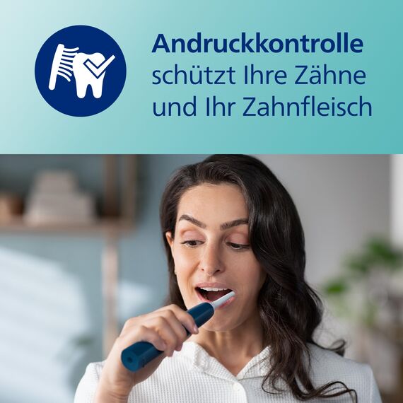 Philips Sonicare 4100 elektrische Zahnbürste mit Schalltechnologie und zwei Modi, Andruckkontrolle und SmarTimer, Blau Prismatic, Modell HX3689/42