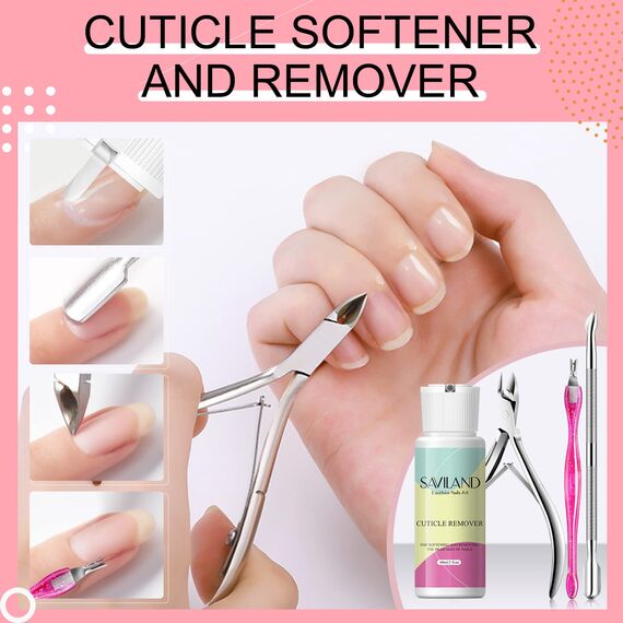 Saviland 60ML Nagelhautentferner Flüssig: Profi Cuticle Remover Tools Set, Erweicht Nagelhaut, Entfernt tote Hautzellen, Hände Füße Nagelpflegeset mit Nagelhauttrimmer Nagelhautzange Nagelhautschieber