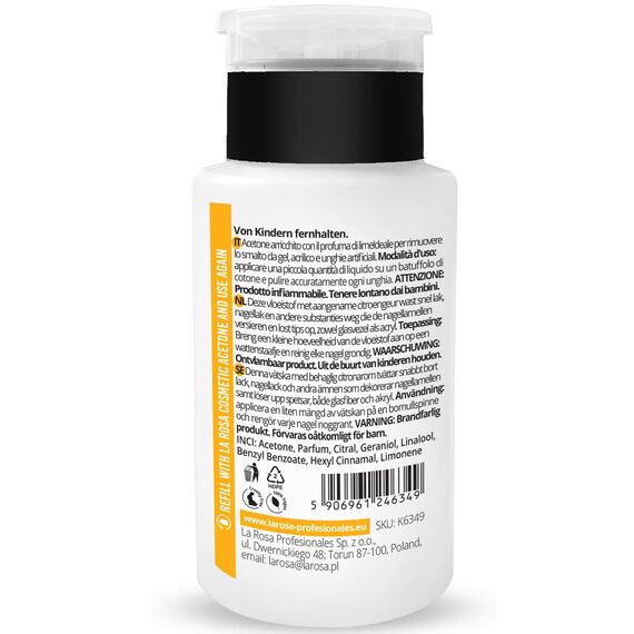 LaRosa ACETON Nagellackentferner in Pumpflasche 190ml Entferner für Nagellack, Nail Gel, Acryl, Nagelkleber und Tipps