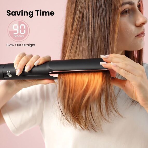 Air Haarglätter, Supgaliy Professionelles Ionen Glätteisen, Luft-Haarglätter für Haar Styling, weniger Haarbruch,mehr Glanz und Farbschutz, für mittellanges Haar (35-75) (Schwarz)