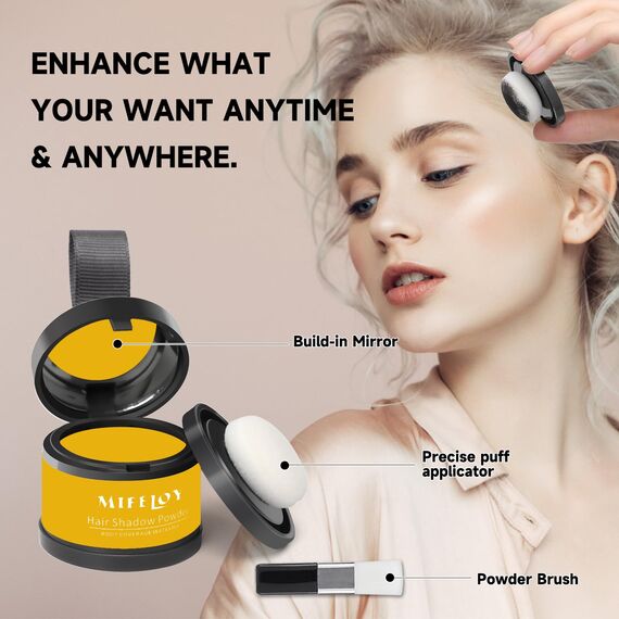 MIFELOY Unsichtbares Ansatzpuder, Männer Wasserfestes Haaransatz Puder, Frauen Soforteffekt Concealer zur Haarverdichtung, Haar Abdecken zum Ansatz kaschieren Dünne Stellen Kahle Graue, Blond