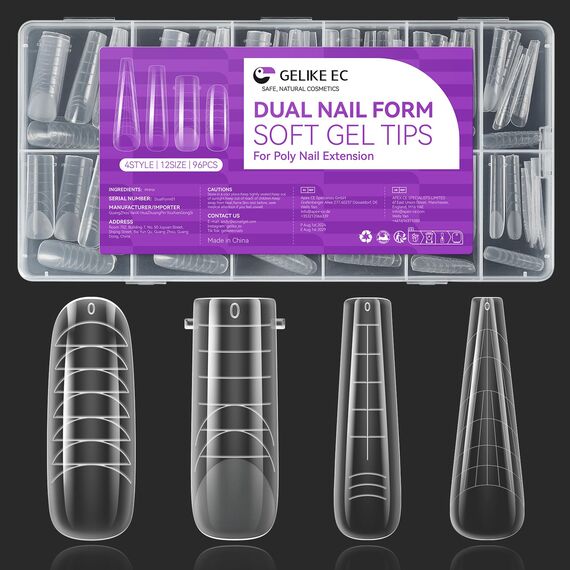 Gelike ec Dual Nail Forms Set: 4 Formen Nagelverlängerung Verlängerung Nagel Gel Formen Nagelform Set für Polygel Extension Maniküre Nagelkunst Design Salon DIY 96 Stücke