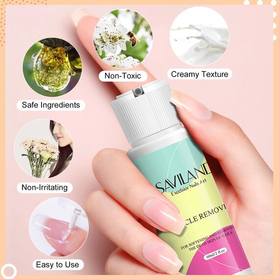 Saviland 60ML Nagelhautentferner Flüssig: Profi Cuticle Remover Tools Set, Erweicht Nagelhaut, Entfernt tote Hautzellen, Hände Füße Nagelpflegeset mit Nagelhauttrimmer Nagelhautzange Nagelhautschieber