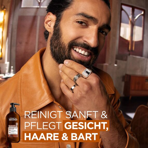 L'Oréal Men Expert Pflegesets für Bart und Körper für Männer, Mit Bartshampoo, Bartöl, 2x Duschgel und Deo, Geschenkset für Herren mit ätherischem Zedernholzöl, Barber Club, 5-teilig