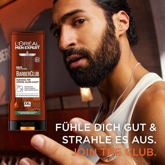 L'Oréal Men Expert Pflegesets für Bart und Körper für Männer, Mit Bartshampoo, Bartöl, 2x Duschgel und Deo, Geschenkset für Herren mit ätherischem Zedernholzöl, Barber Club, 5-teilig
