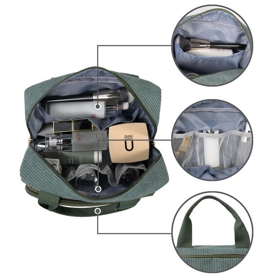 Funtlend Kulturtasche Damen Cord Kosmetiktasche kulturbeutel Kosmetik Tasche Reise Kulturbeutel Waschtasche für Travel Mädchen