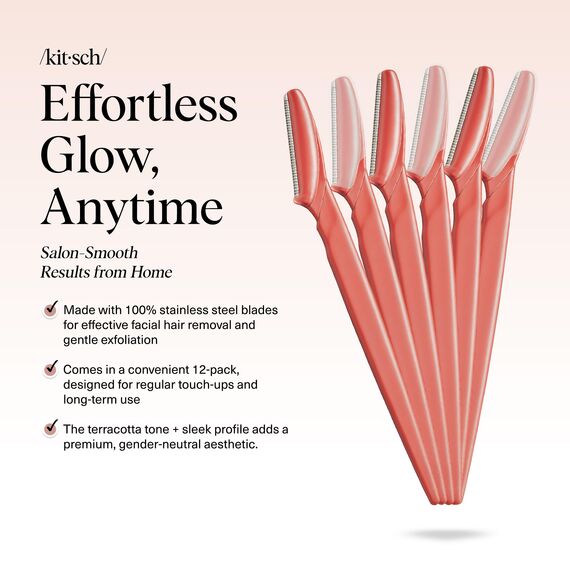 Kitsch Dermaplane Rasierer für Frauen Gesicht - Gesichtsrasierer für Frauen & Männer, Augenbrauentrimmer & Gesichtsrasierer - Peeling-Gesichtsrasierer & Hautpflegewerkzeug für glattere Haut - Koralle