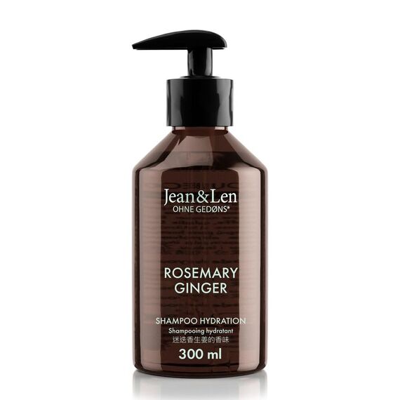 Jean & Len Feuchtigkeit Shampoo Rosemary & Ginger, für trockenes und sprödes Haar, mit Feuchtigkeitskomplex, würzig-frischer Duft von Rosmarin & Ingwer, ohne Parabene und Silikone, 300 ml